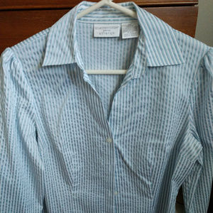 Button up blue/white striped shirt